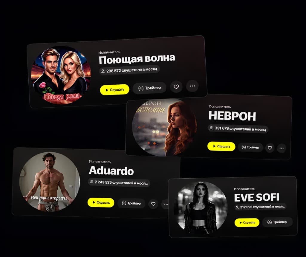 Артисты Parallax Music с сотнями тысяч и миллионами слушателей в месяц