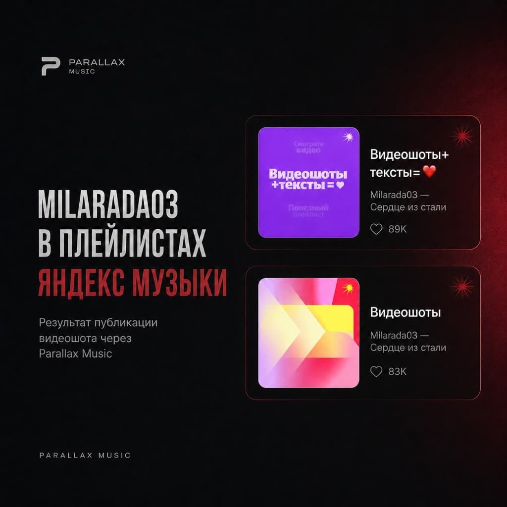 Milarada03 в плейлистах Яндекс Музыки - видеошоты с десятками тысяч реакций